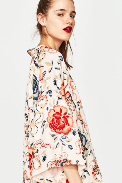 Sleeve Flowered Coat