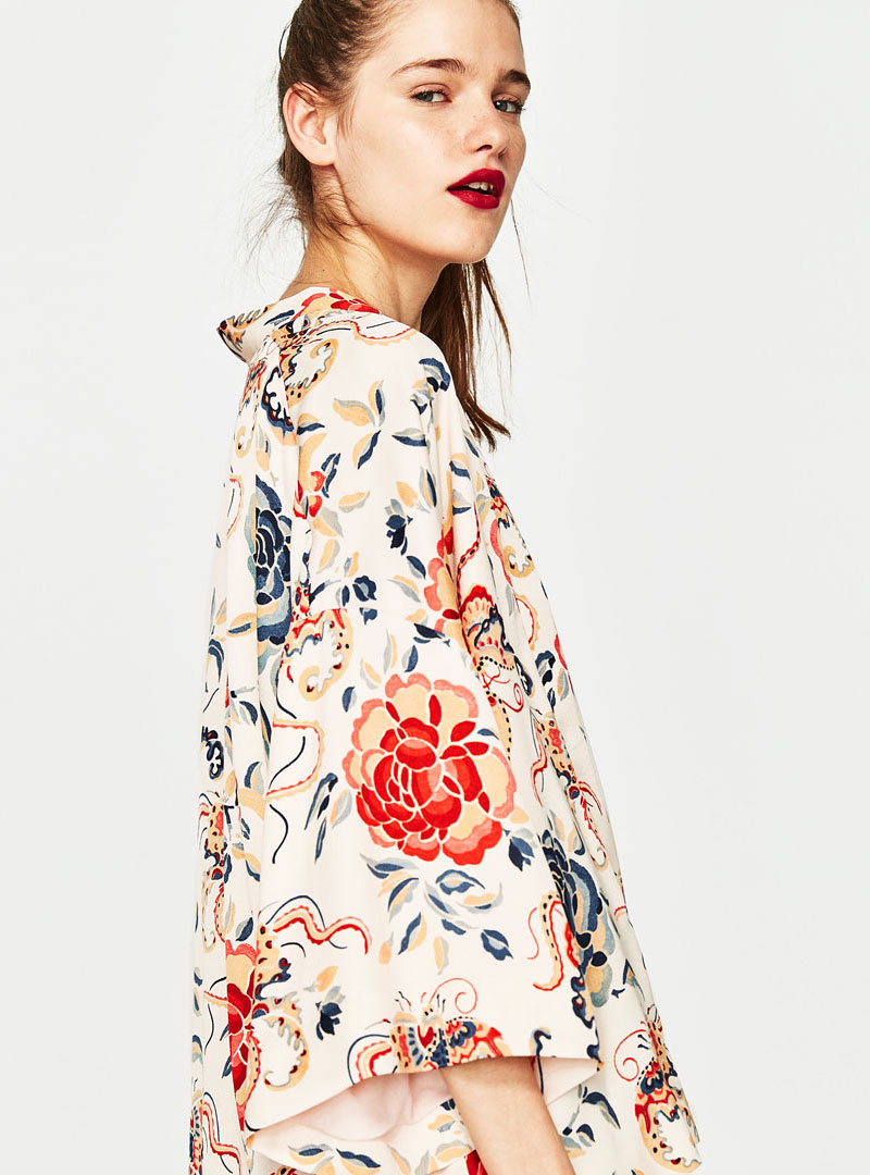 Sleeve Flowered Coat